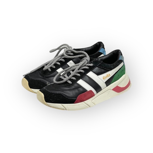 Gola aso Free People ψ Eclipse Trident Comfort Trainers Suede Sneakers ψ Black - Picture 7 of 16